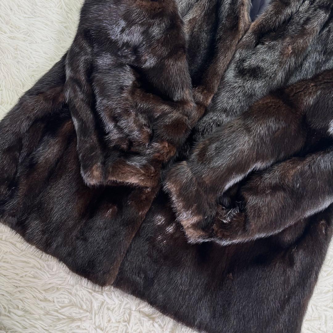 サガミンク　ファーコート　ダークミンク　本毛皮　金サガ　BLACK DIA