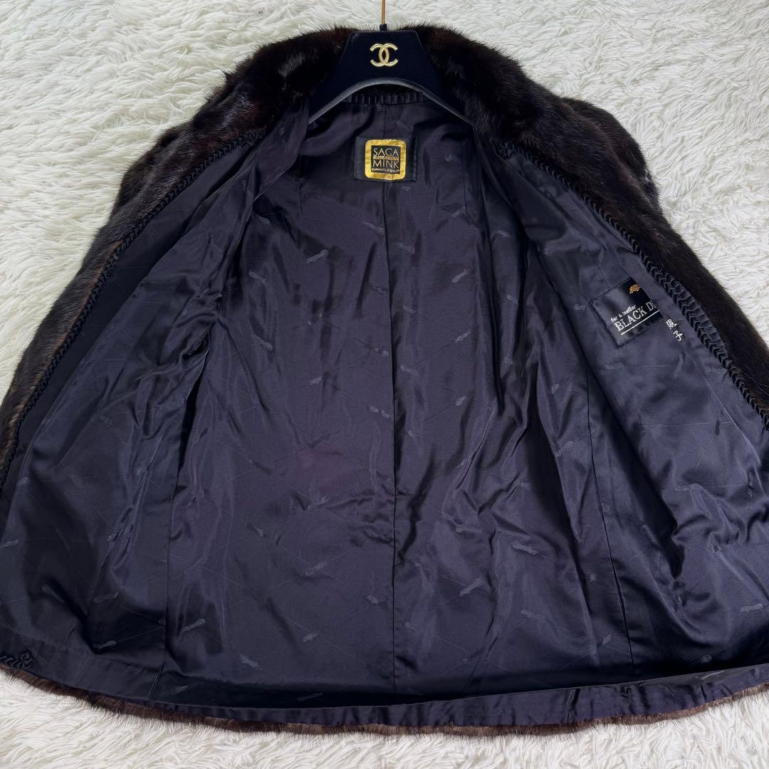 サガミンク　ファーコート　ダークミンク　本毛皮　金サガ　BLACK DIA