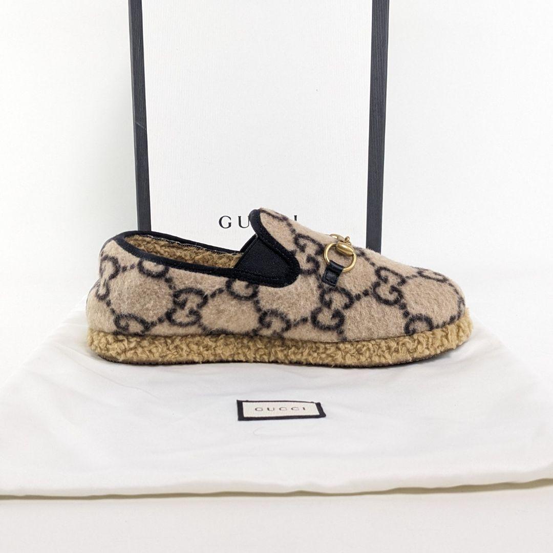 美品　GUCCI　グッチ　スリッポン　ローファー　ホースビット　モカシン　ウール