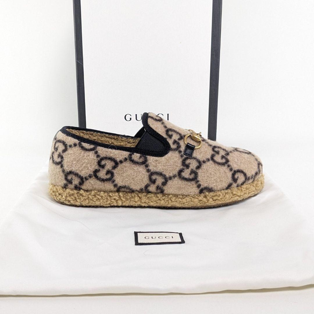 美品　GUCCI　グッチ　スリッポン　ローファー　ホースビット　モカシン　ウール