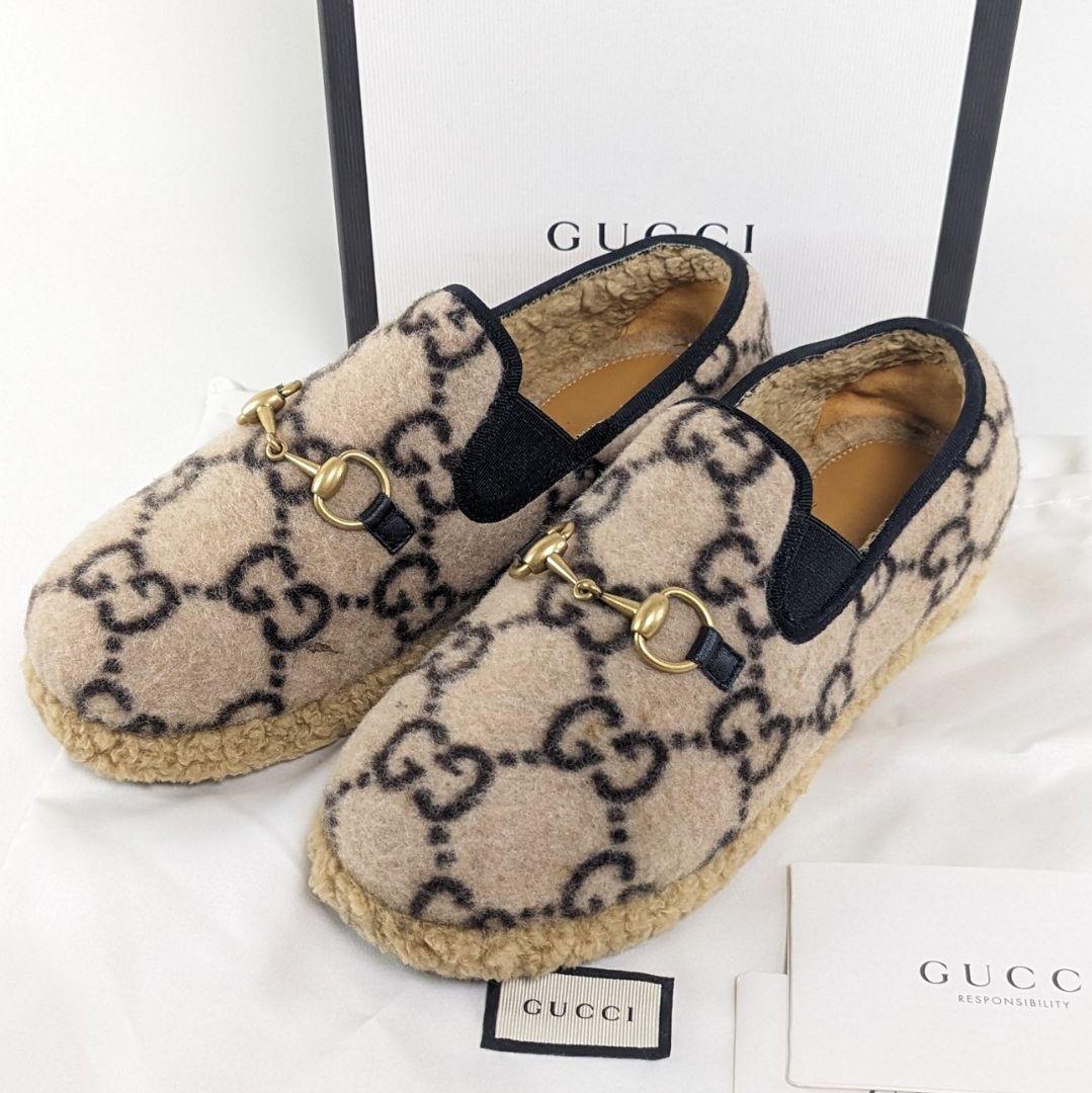 美品　GUCCI　グッチ　スリッポン　ローファー　ホースビット　モカシン　ウール
