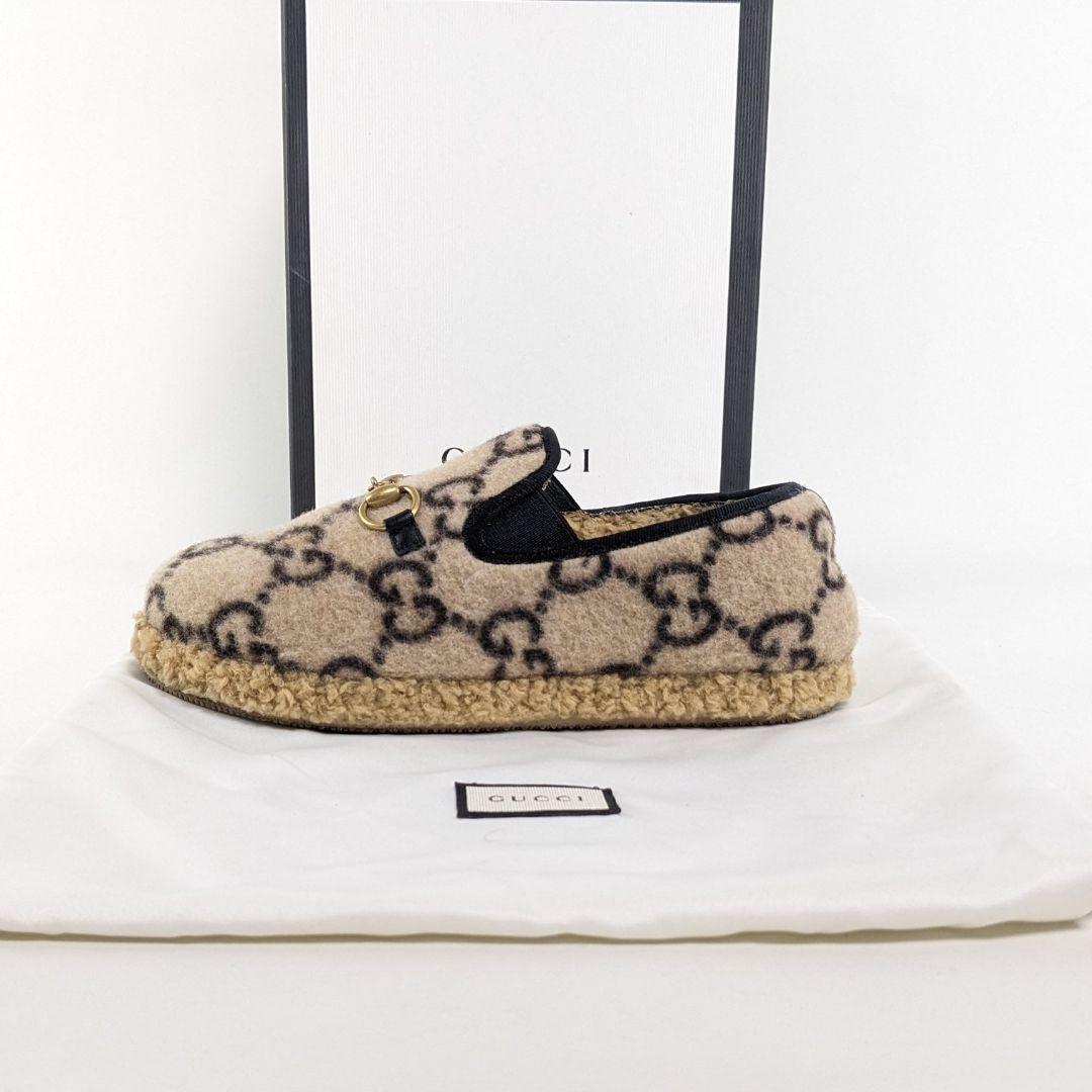 美品　GUCCI　グッチ　スリッポン　ローファー　ホースビット　モカシン　ウール