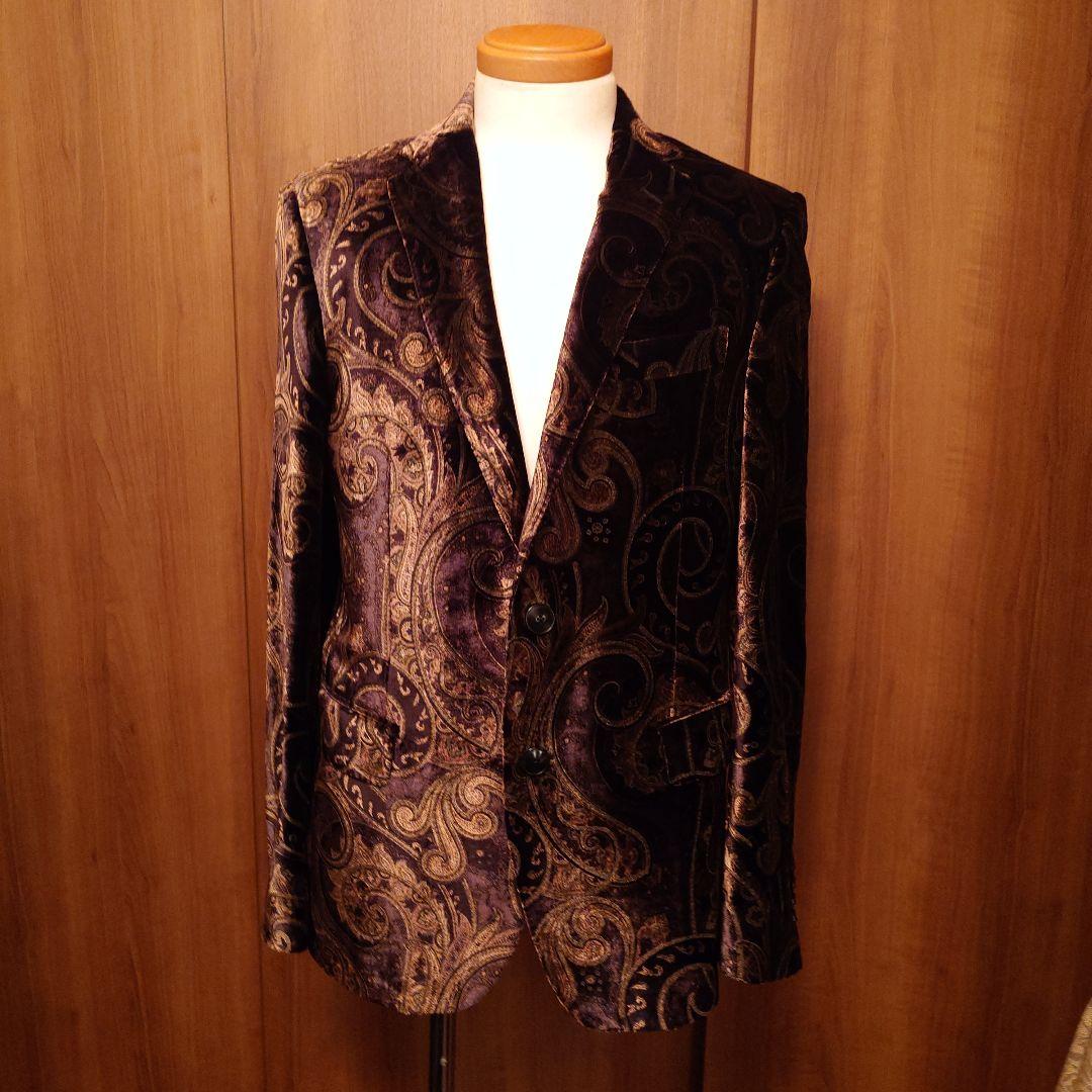 エトロ48.ETRO48.MADE IN ITALY.紫と金ペイズリージャケット