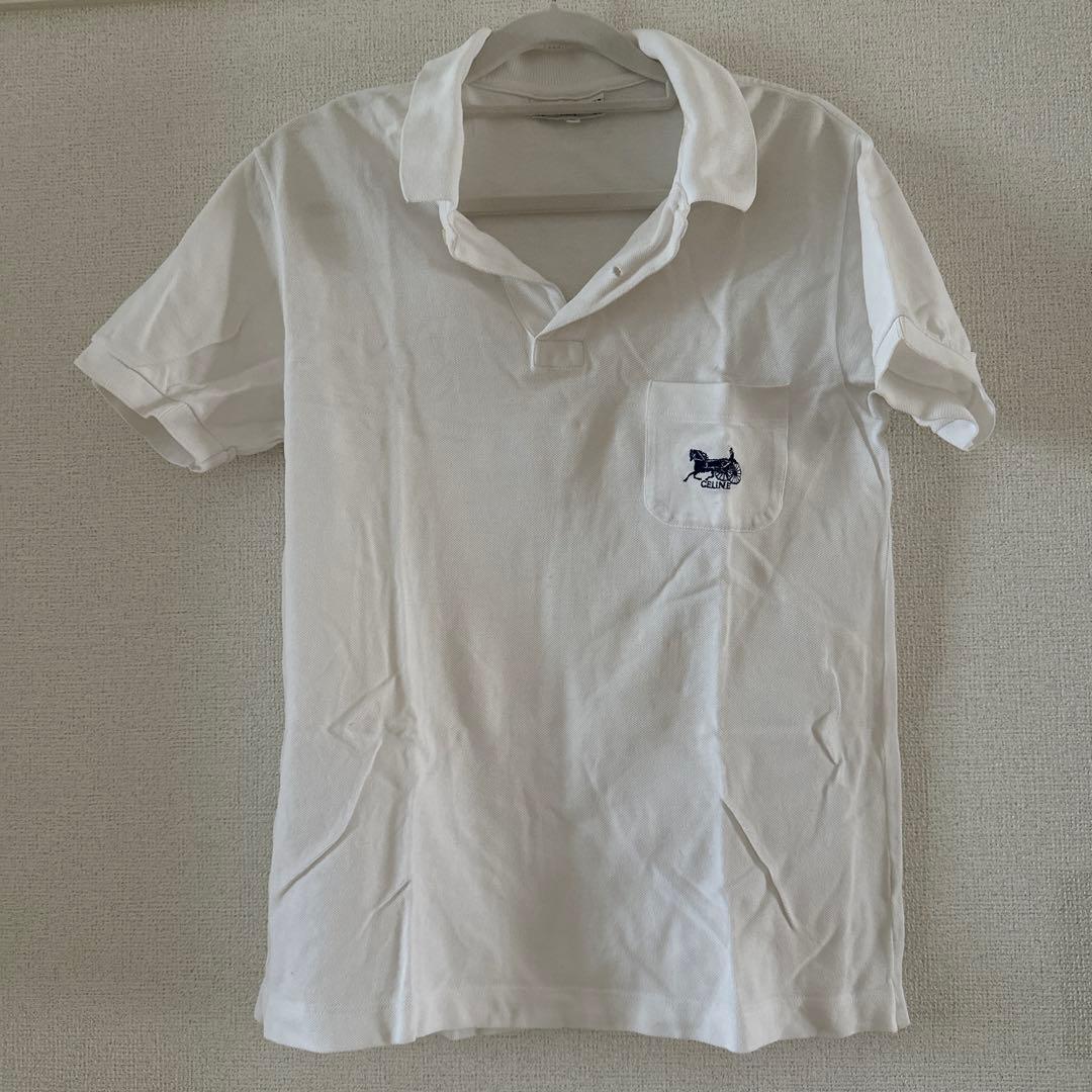 CELINE ホワイト　ポロシャツ
