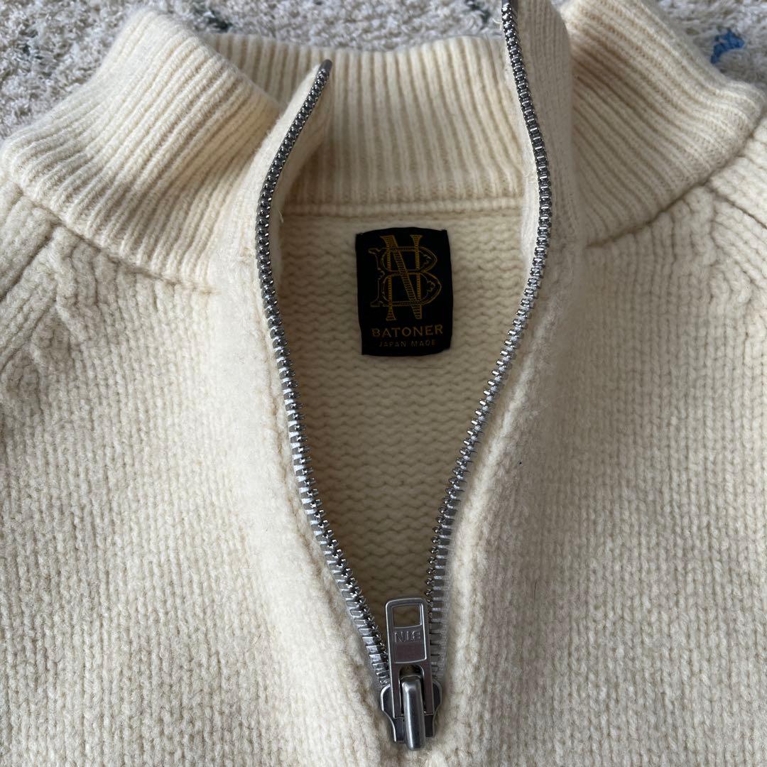 batoner バトナー　ハーフジップ　オフホワイト　サイズM ウール