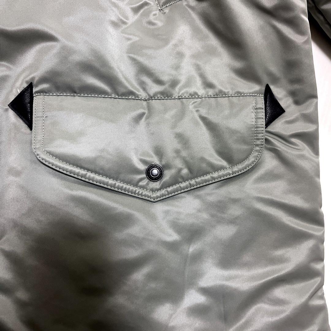 ラッキーストライク　ファー付き N-3B ダウンジャケット シルバー　銀Y2K