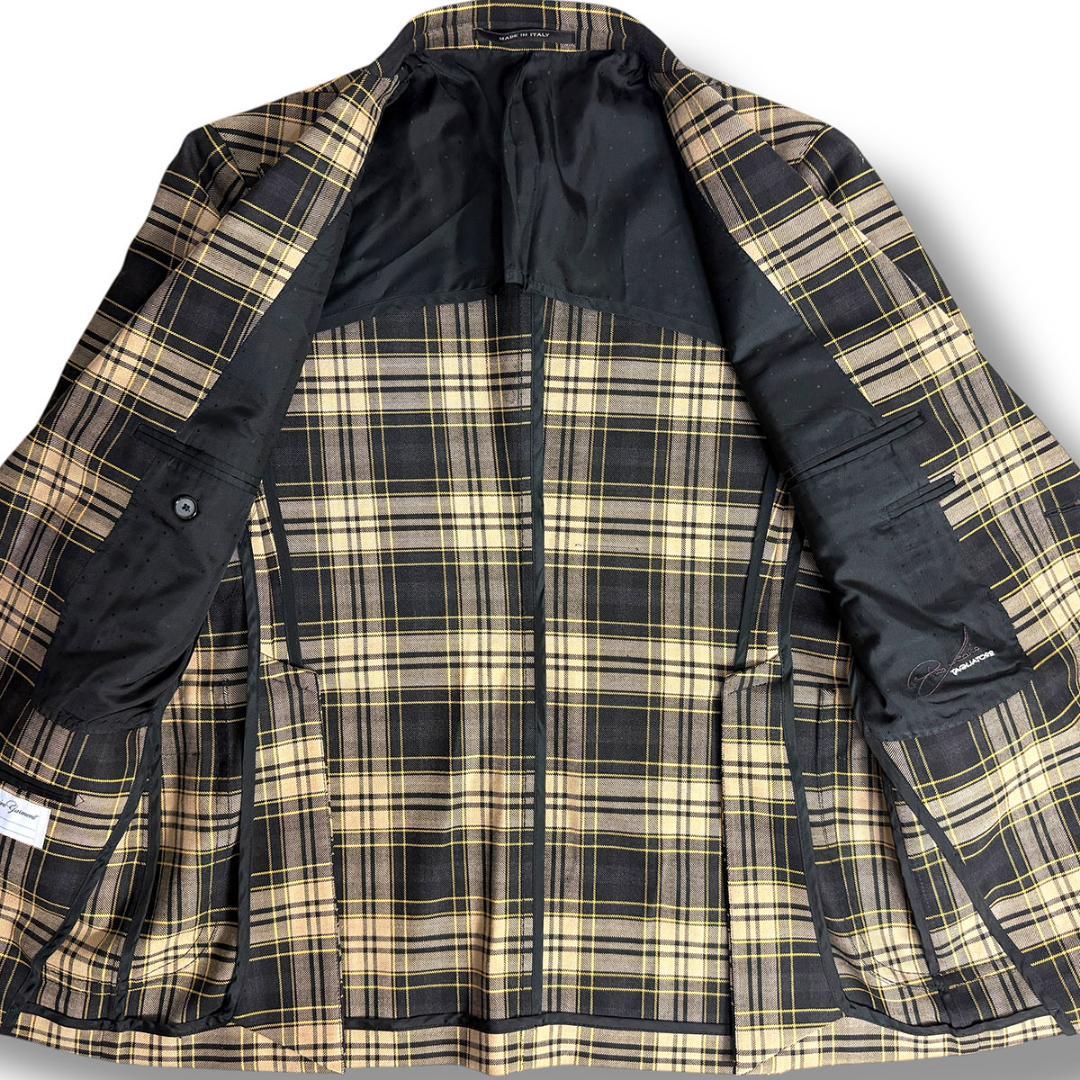 J6222 美品 タリアトーレ pino金ボタンセミツイードジャケット 茶48