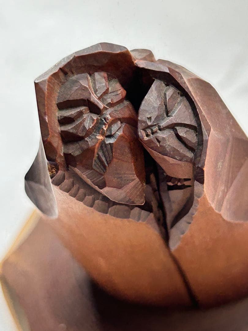 フ*ン様 夫婦木彫像　木製彫刻 二体の人物像 置物 台座付き　瀧口正満作品