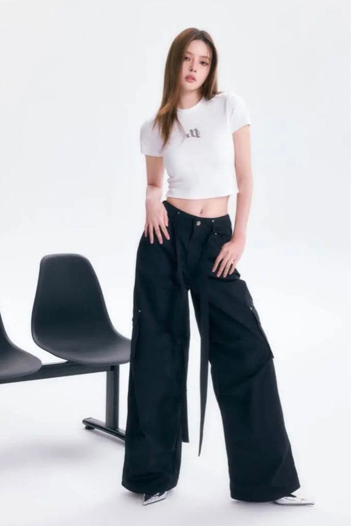 パンツ andwang string tuck cargo pants