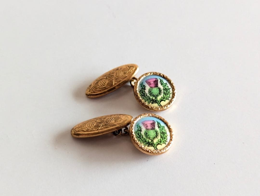 カフリンクス 英国ヴィンテージ イギリスアンティーク 琺瑯