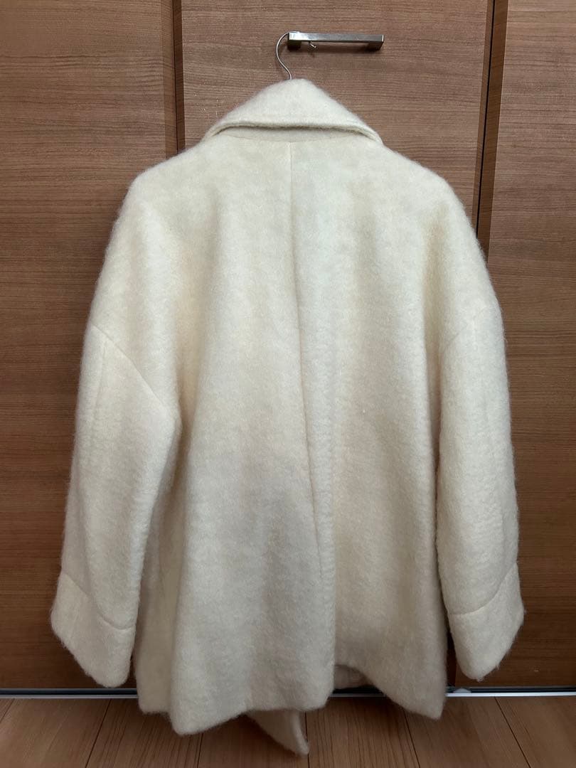 Omekashi アイボリー シャギースタンドピーコート　 ウールコート