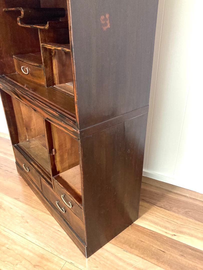 【メンテ済】佇まい良さげな収納棚　茶箪笥　上下分割可　高さ124cm