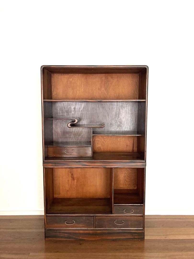 【メンテ済】佇まい良さげな収納棚　茶箪笥　上下分割可　高さ124cm