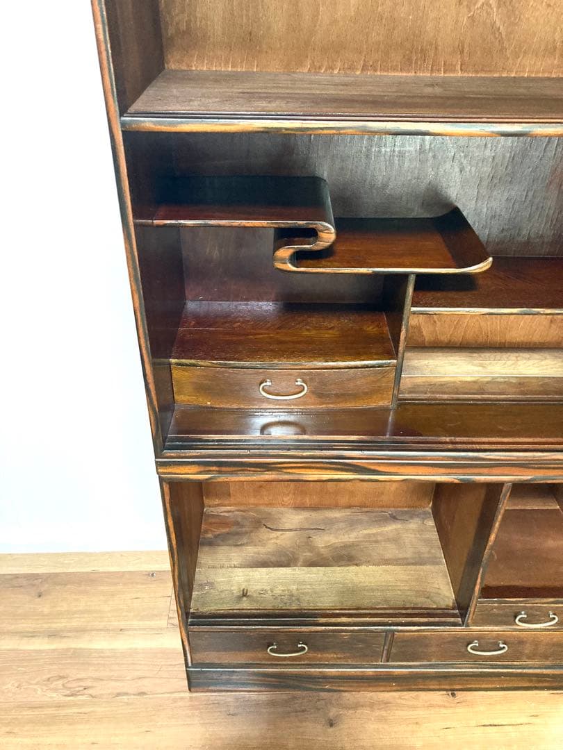 【メンテ済】佇まい良さげな収納棚　茶箪笥　上下分割可　高さ124cm