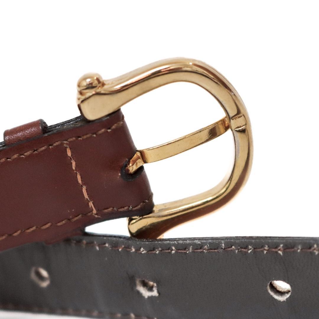 美品 CELINE 細身レザーベルト 茶 幅2cm サイズ60±3　1003