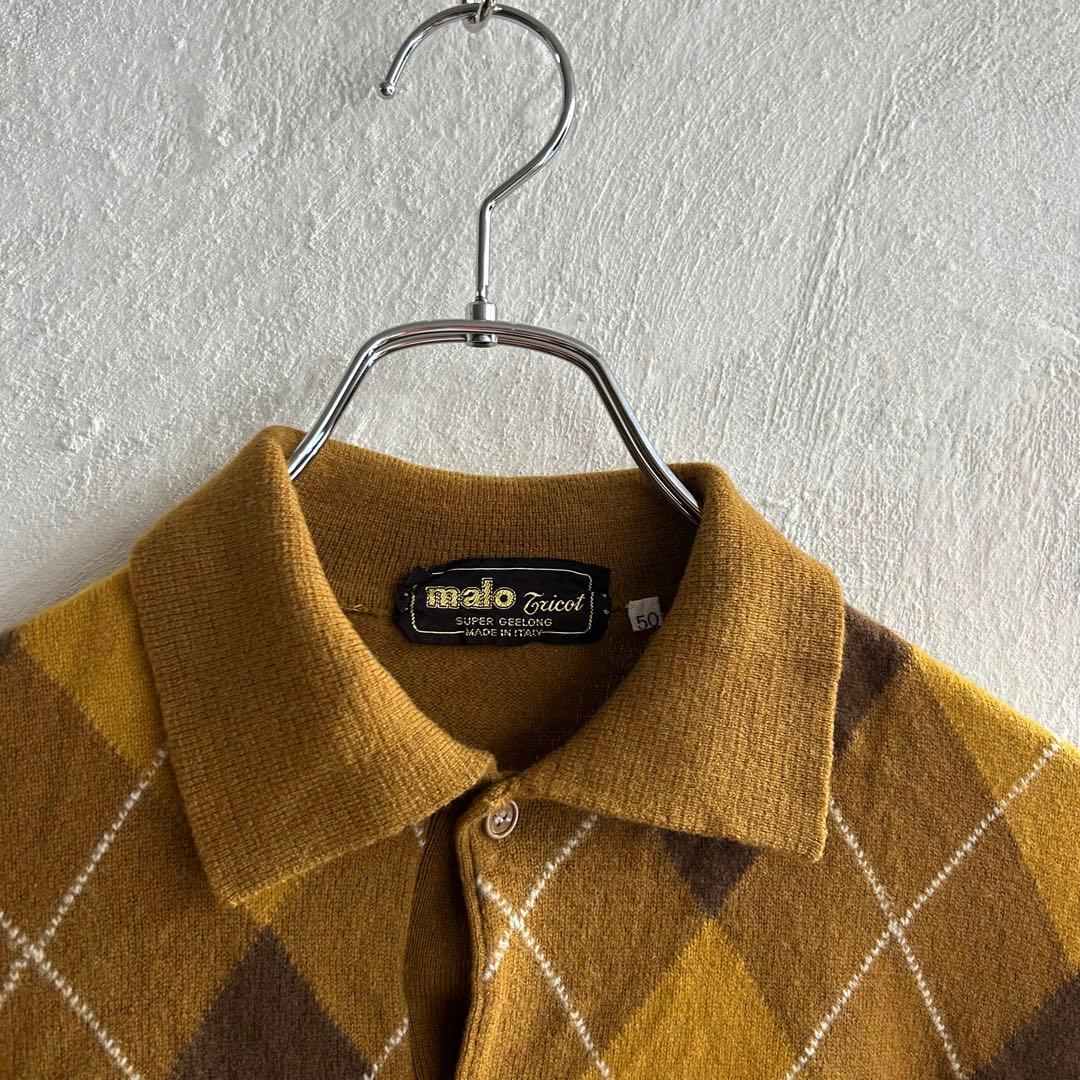 80S イタリア製 malo アーガイル ニットポロ マーロ