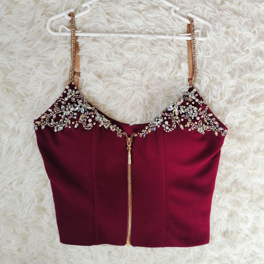 【現行極美品】Angel R S バーガンディ ビジュー スリット キャバドレス