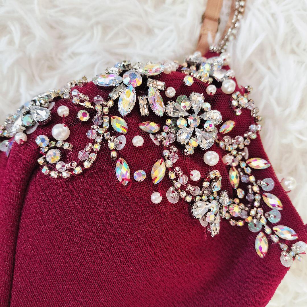 【現行極美品】Angel R S バーガンディ ビジュー スリット キャバドレス