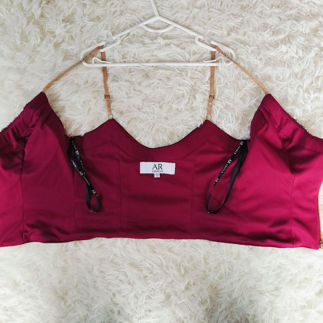 【現行極美品】Angel R S バーガンディ ビジュー スリット キャバドレス