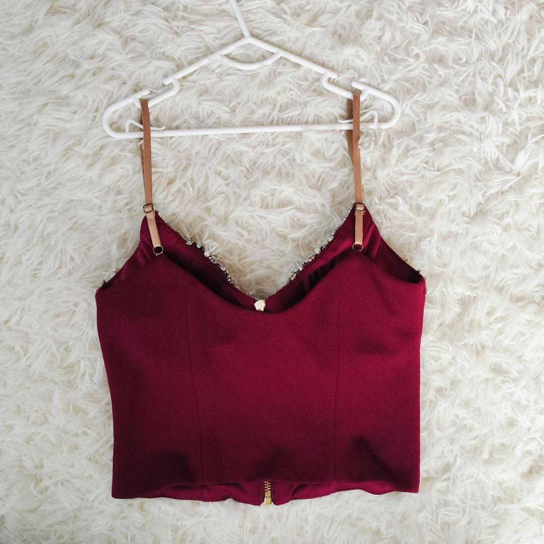 【現行極美品】Angel R S バーガンディ ビジュー スリット キャバドレス