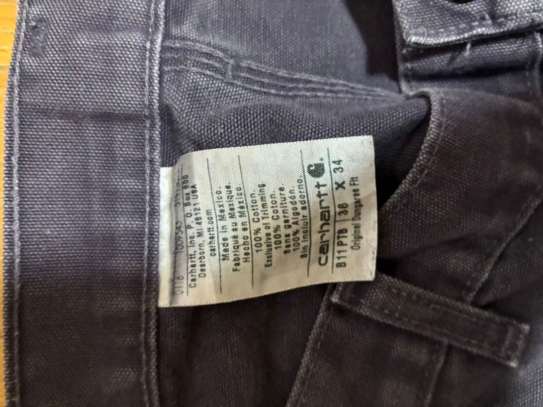 90s carharttダック地ワークパンツ　メキシコ製ダークブルーw36l34