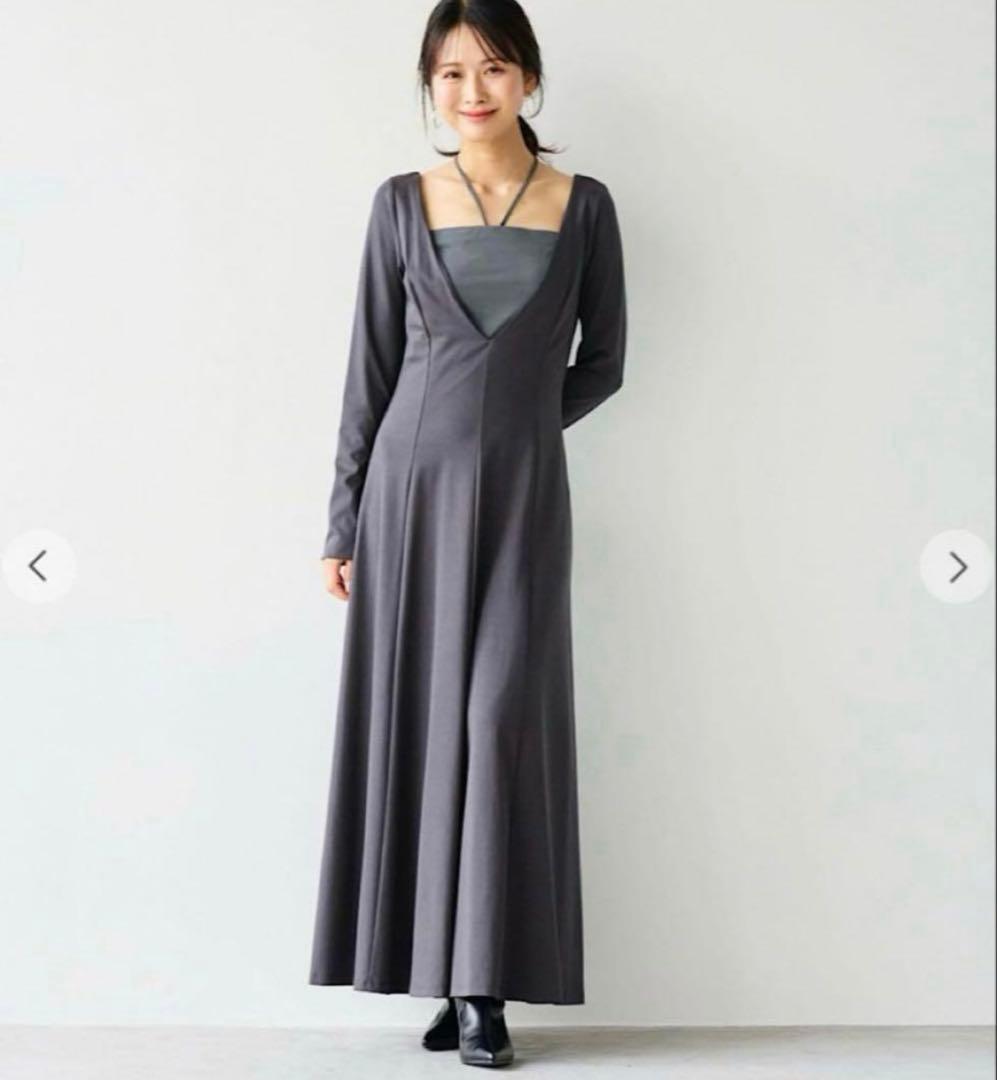 エメイン　Aimeine ウエストシェイプストレッチレイヤードワンピース