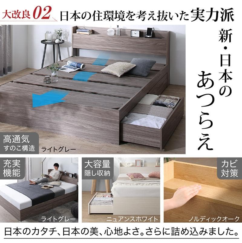 最安値！マットレスなし ダブルベッド 　　収納 コンセント 送料込み！ 24