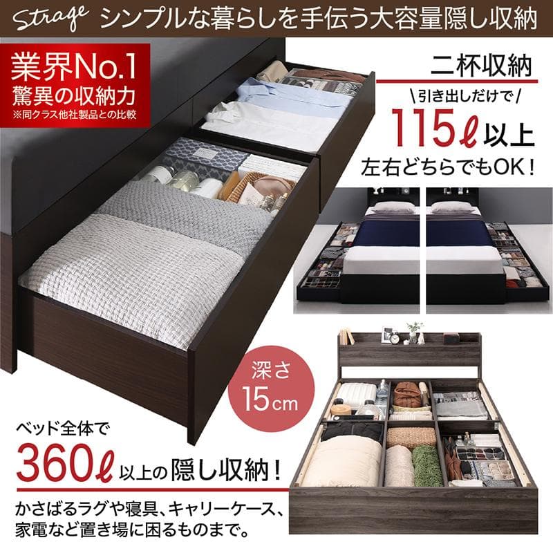 最安値！マットレスなし ダブルベッド 　　収納 コンセント 送料込み！ 24