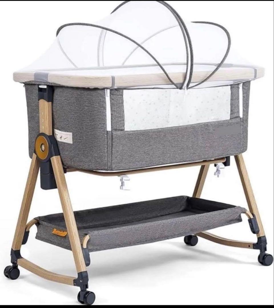 新品正規品HZDMJベビーベッド添い寝折りたたみハイローベッドグレー 03C-G