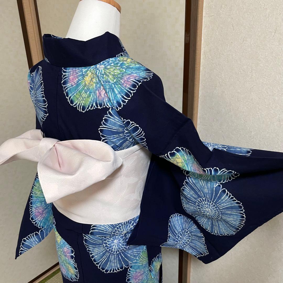 浴衣 単品 お祭り 花火大会 盆踊り 藍色 紺 大人 きもの 小紋