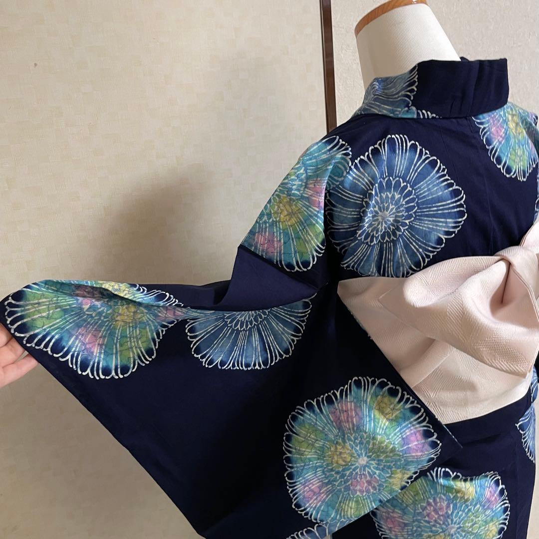 浴衣 単品 お祭り 花火大会 盆踊り 藍色 紺 大人 きもの 小紋