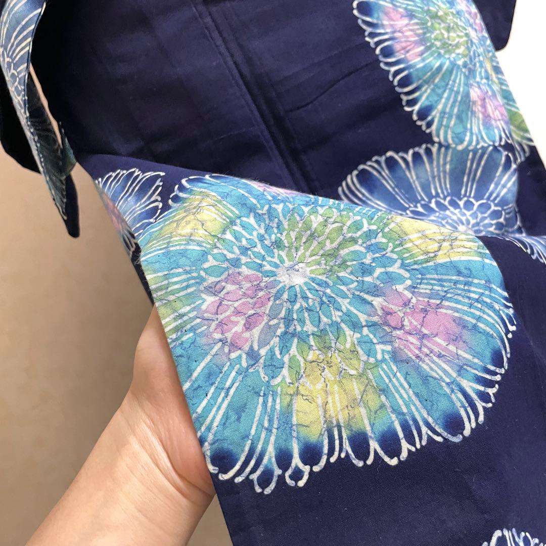 浴衣 単品 お祭り 花火大会 盆踊り 藍色 紺 大人 きもの 小紋