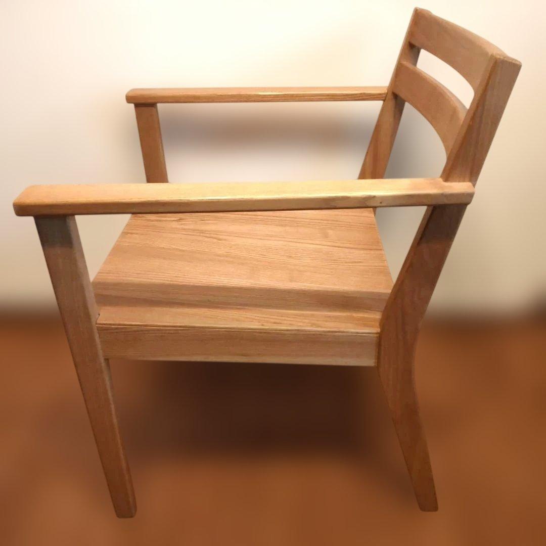 無印良品 木製アームチェア ダイニング用ラウンジチェア タモ材 北欧 廃盤品