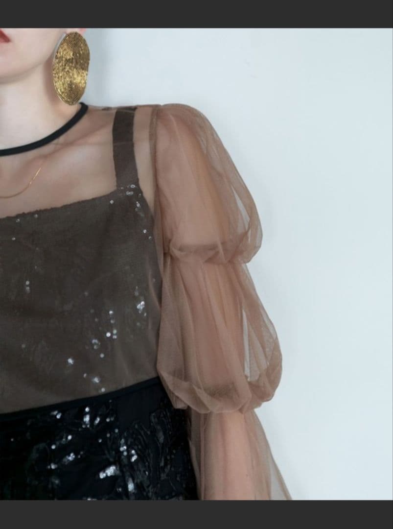 【Leja】エレガント パーティードレス Sサイズ ブラウン/ブラック