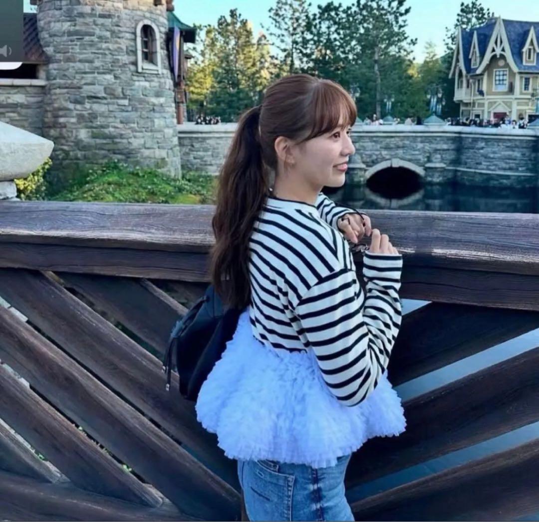 Bibiy. ビビィストライプチュール フリル　トップス