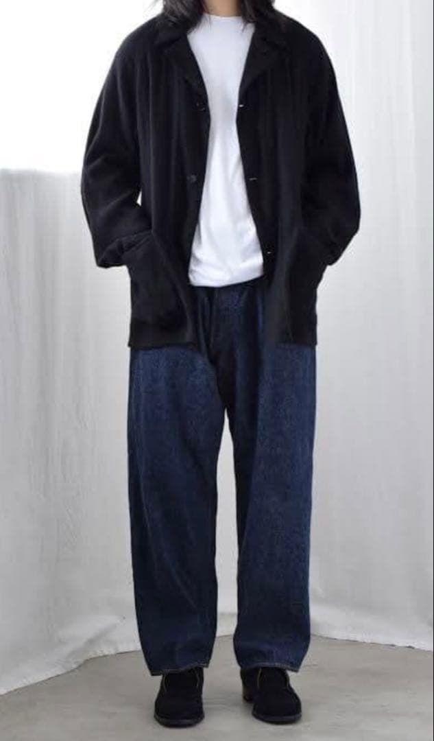 名作　コモリ　COMOLI カシミヤ和紙ワークジャケット ブラック　サ