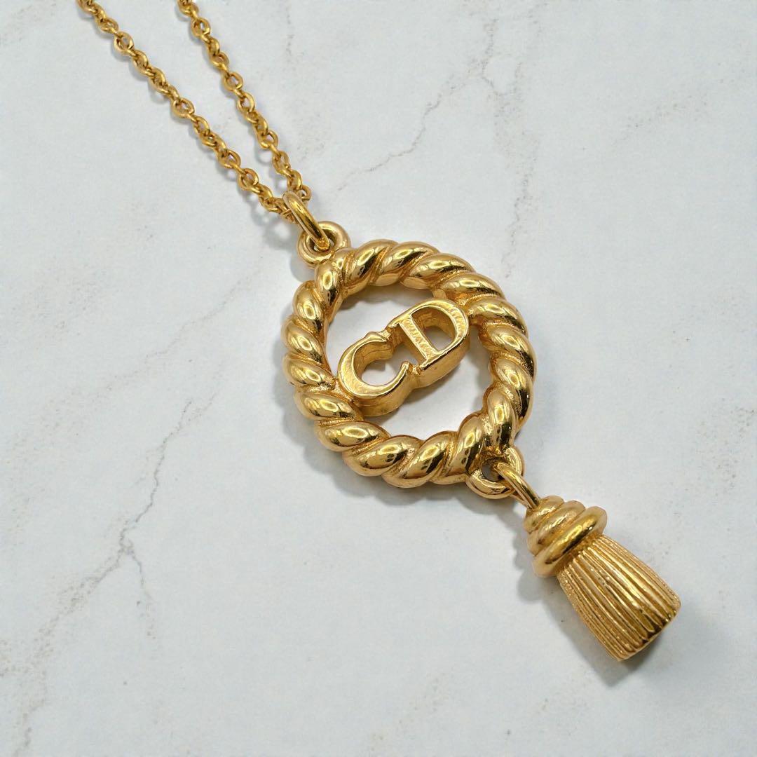 ディオール Dior タッセルデザイン CDロゴ ヴィンテージ ネックレス