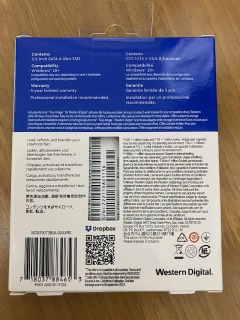 WD Blue SA510 1TB SATA SSD 2.5インチ