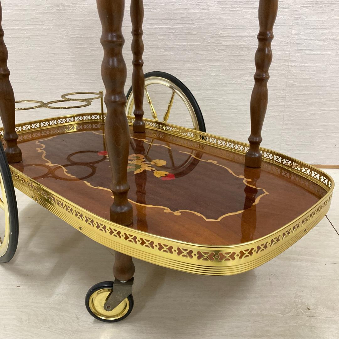 イタリア　クラシック　ワゴン　キッチンワゴン　象嵌