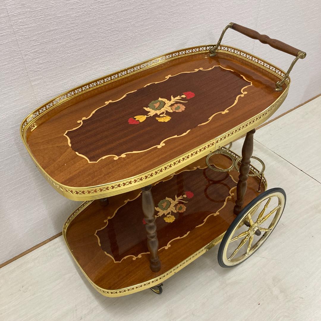 イタリア　クラシック　ワゴン　キッチンワゴン　象嵌