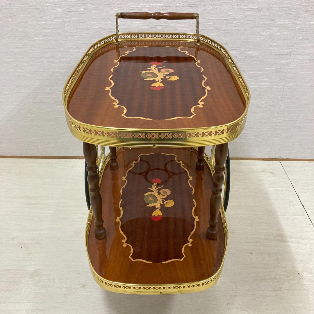 イタリア　クラシック　ワゴン　キッチンワゴン　象嵌