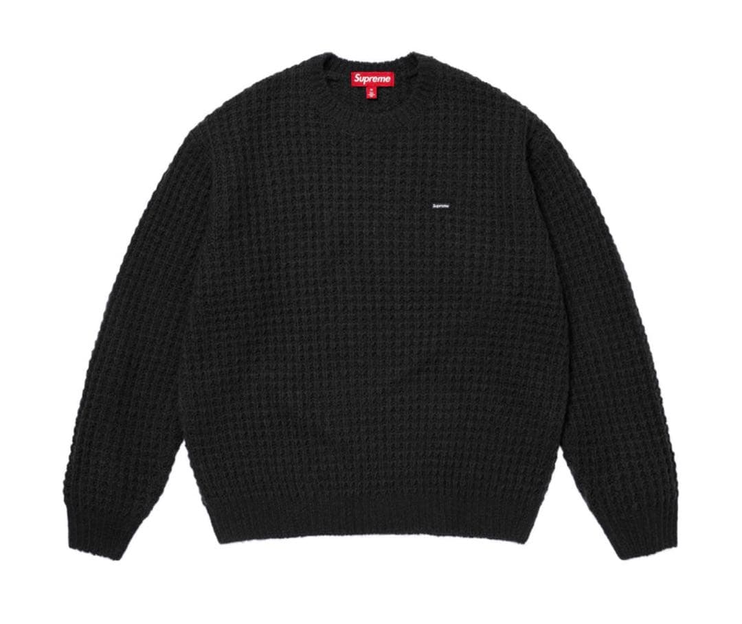 supreme Small Box Waffle Sweater ブラック　L