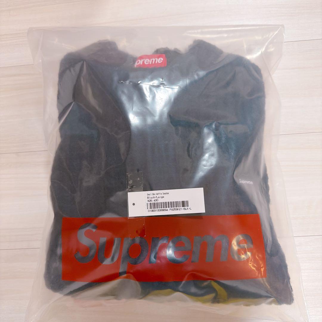 supreme Small Box Waffle Sweater ブラック　L