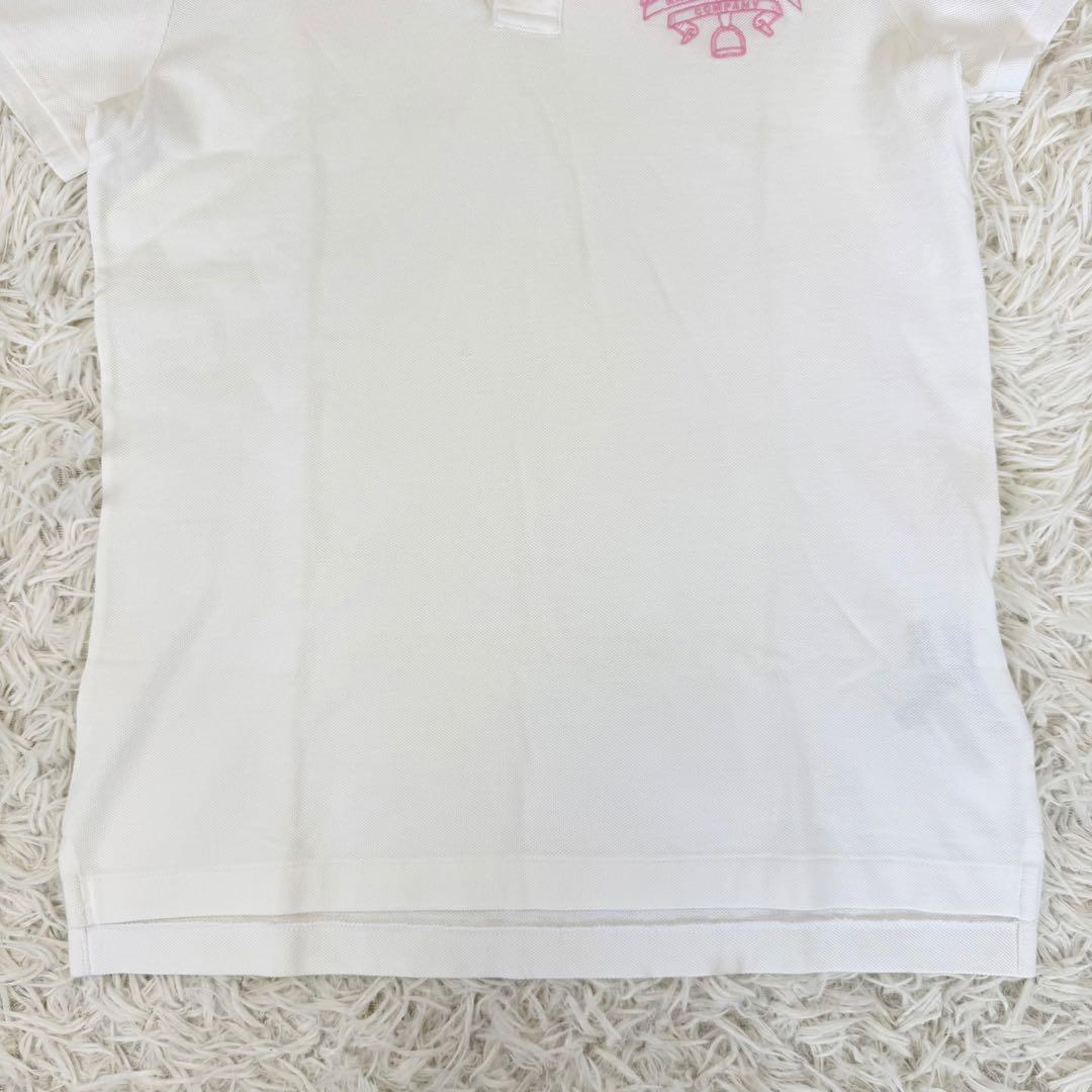 新品 未使用 希少 ラルフローレン ポロシャツ ピンクポニー 半袖 白 刺繍 L