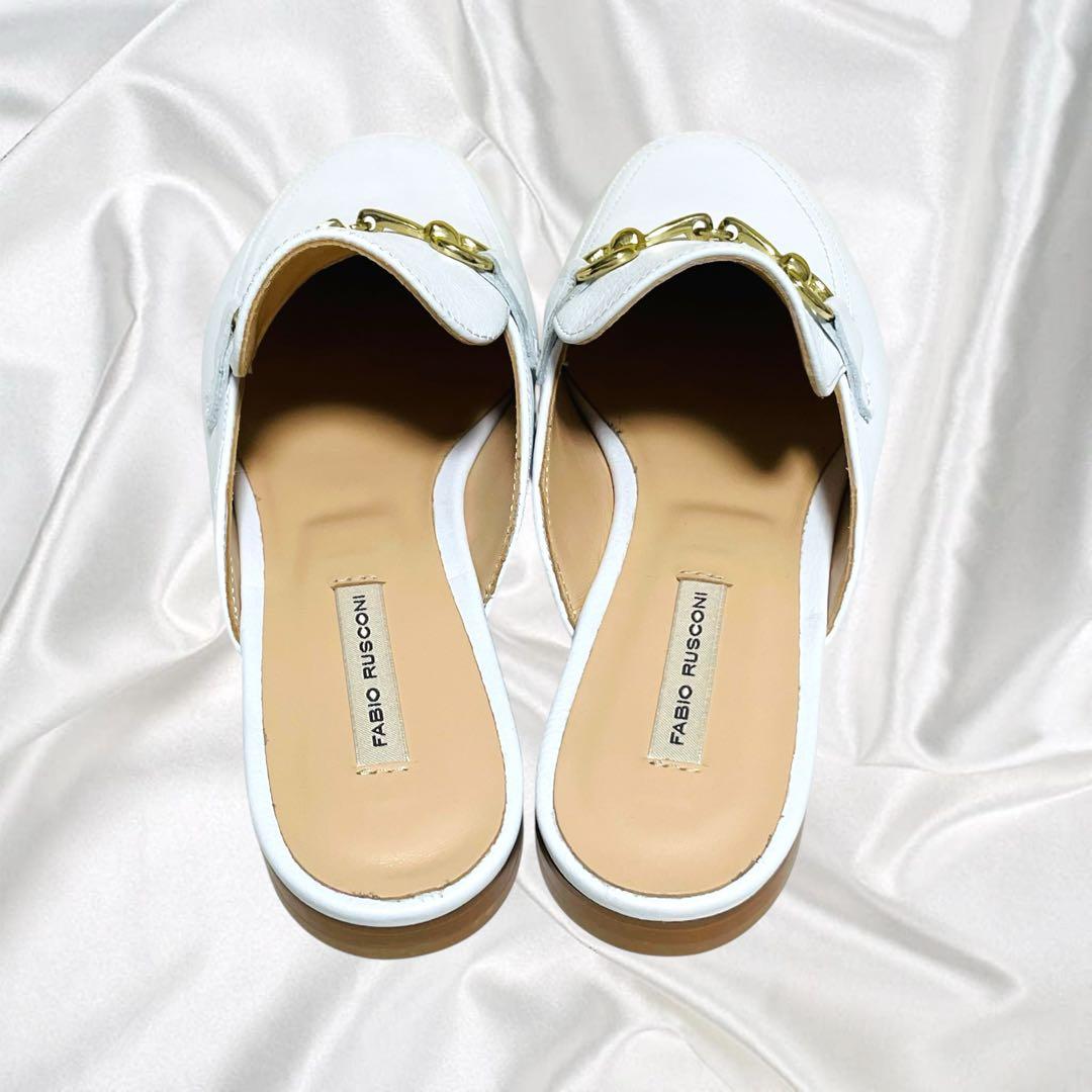 【FABIO RUSCONI】美品ビット ゴールド金具 シープレザー ミュール