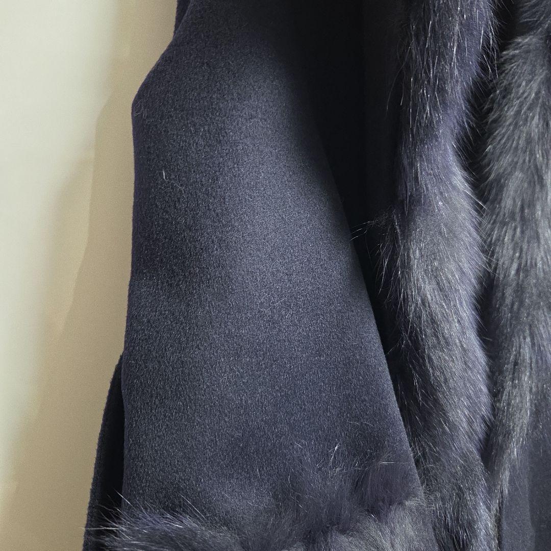 新品　LOUANDRA ネイビー ファー付きベスト　フォックスファー　ジレ
