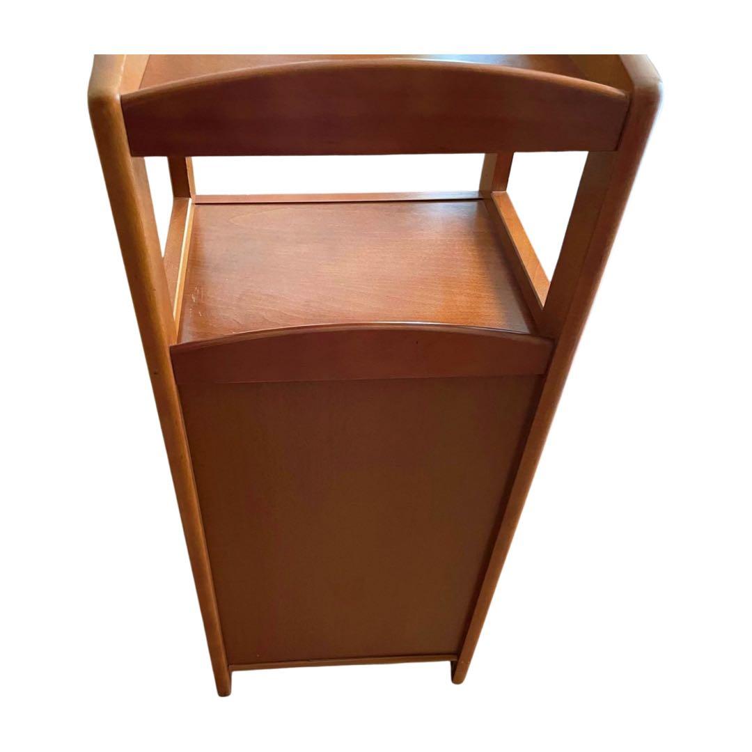 希少　カリモク ラタン 木製電話台・FAX台 引き出し付き 昭和レトロ