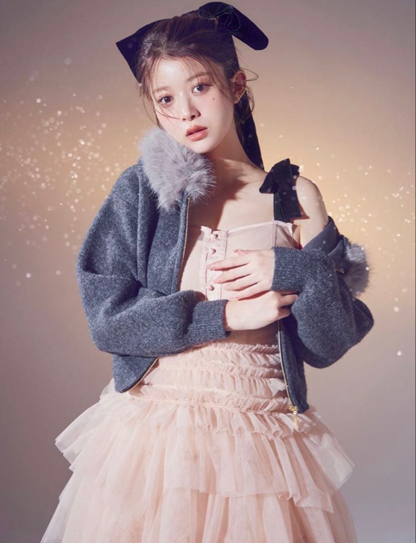 SNIDEL スナイデル Sustainableファー付きニットパーカー