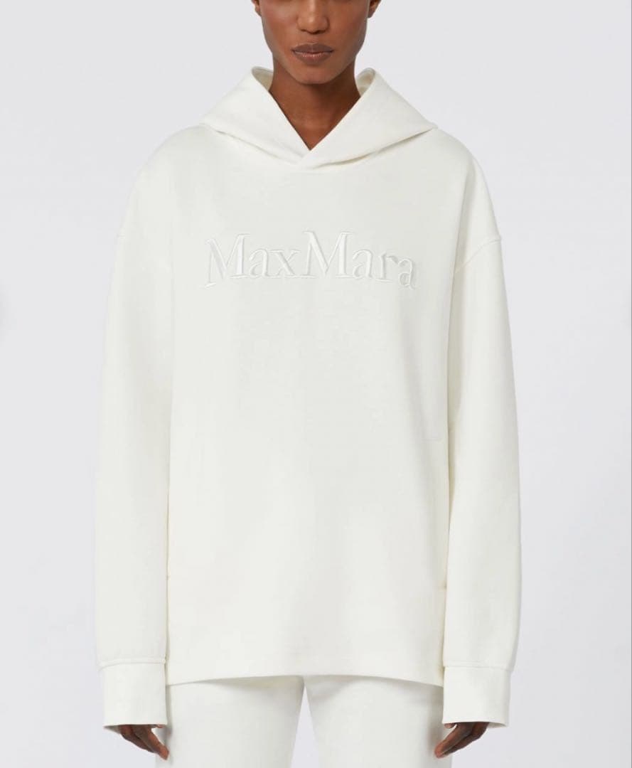 週末セール！Max Mara コットンジャージーフーディ White XS