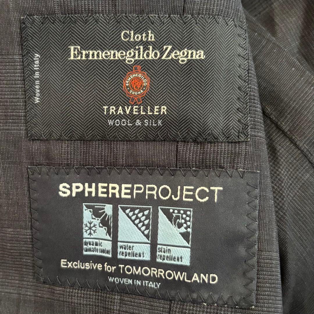 ✨ゼニア生地✨トゥモローランド　テーラードジャケット シルク混 チェック 46